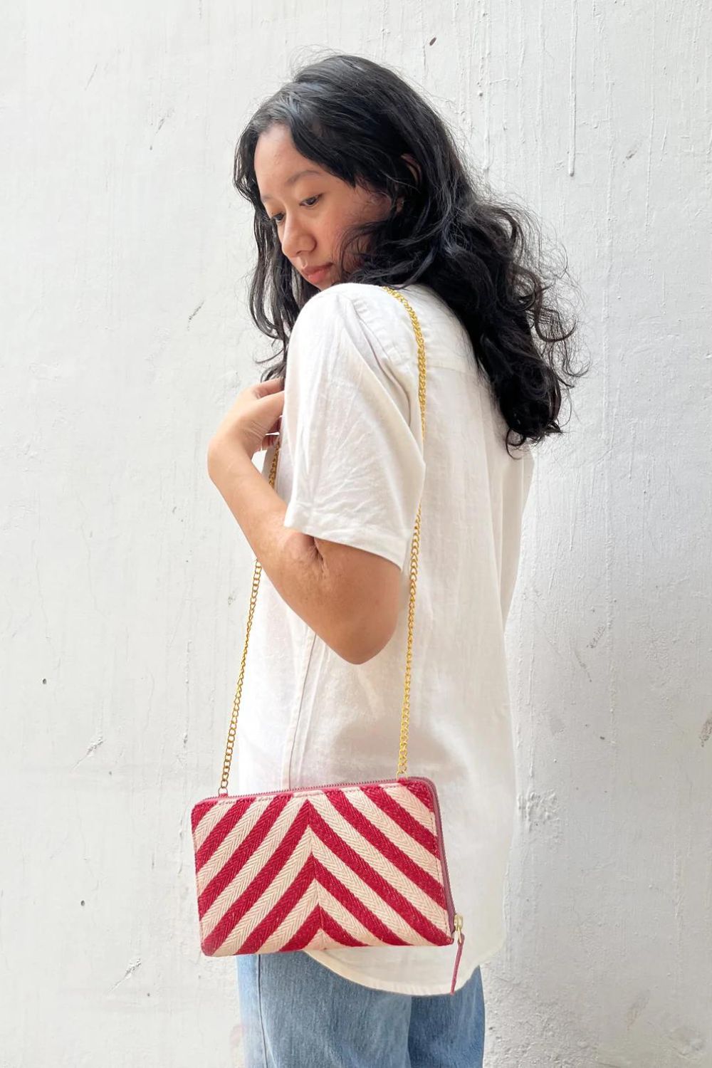 Stripe-it-red Clutch