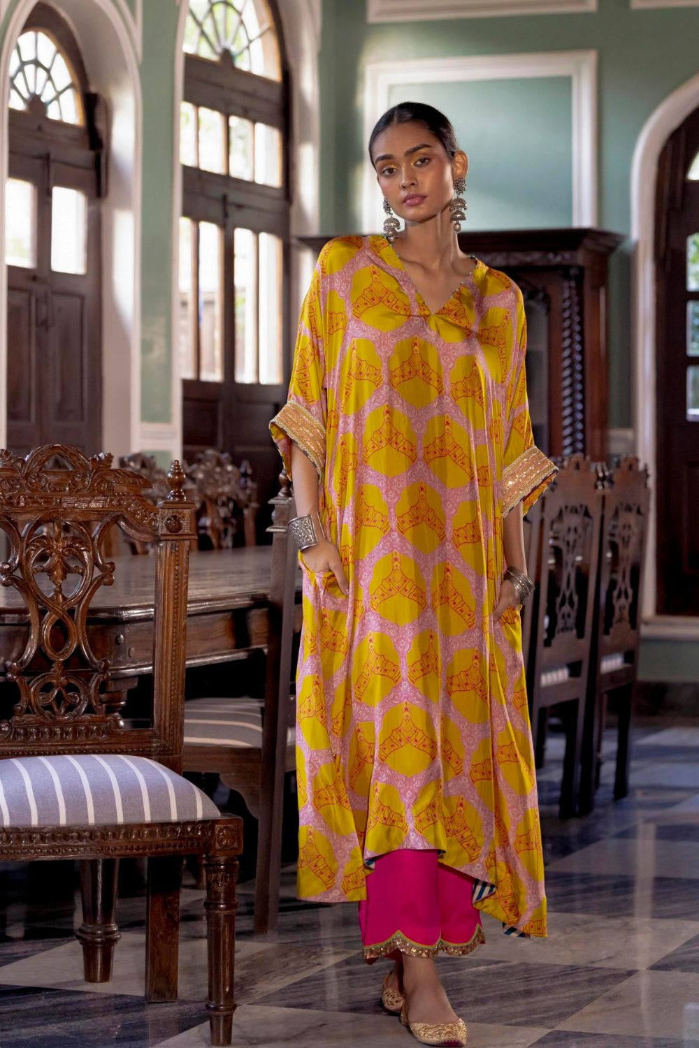 Fariba Yellow Kaftan Kurta Set