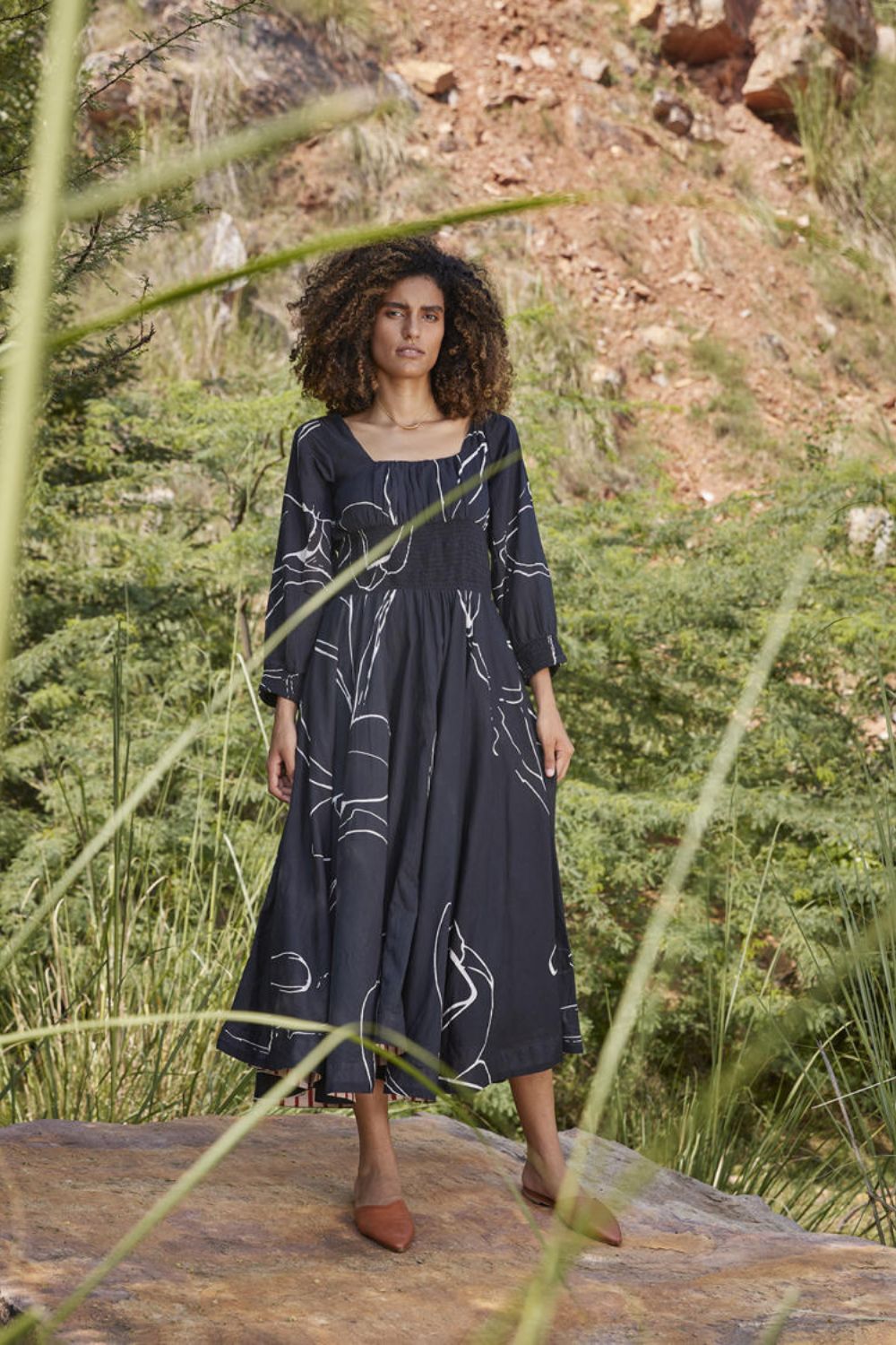 Under Her Gaze Midi Dress