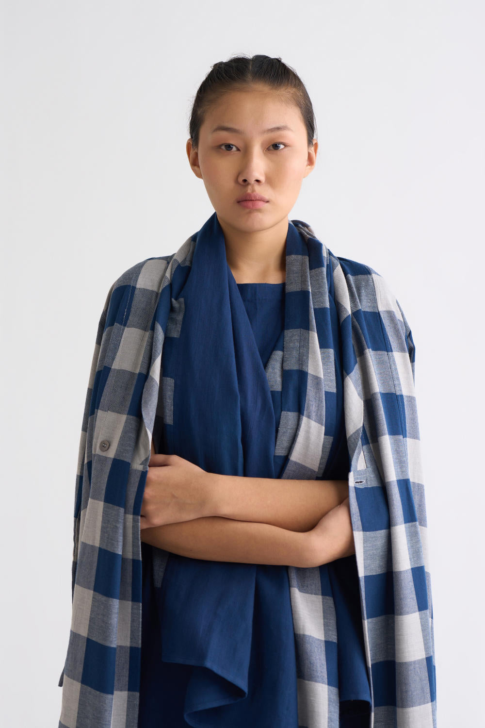 Wrap Collar Overlay Co ord - Navy