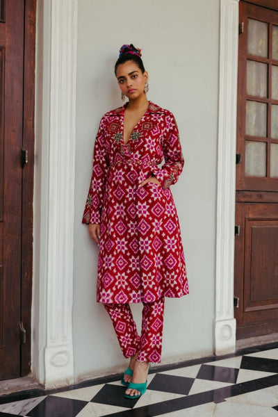 Ahilya Ikat Trench Kurta Set Fashion JodiLife