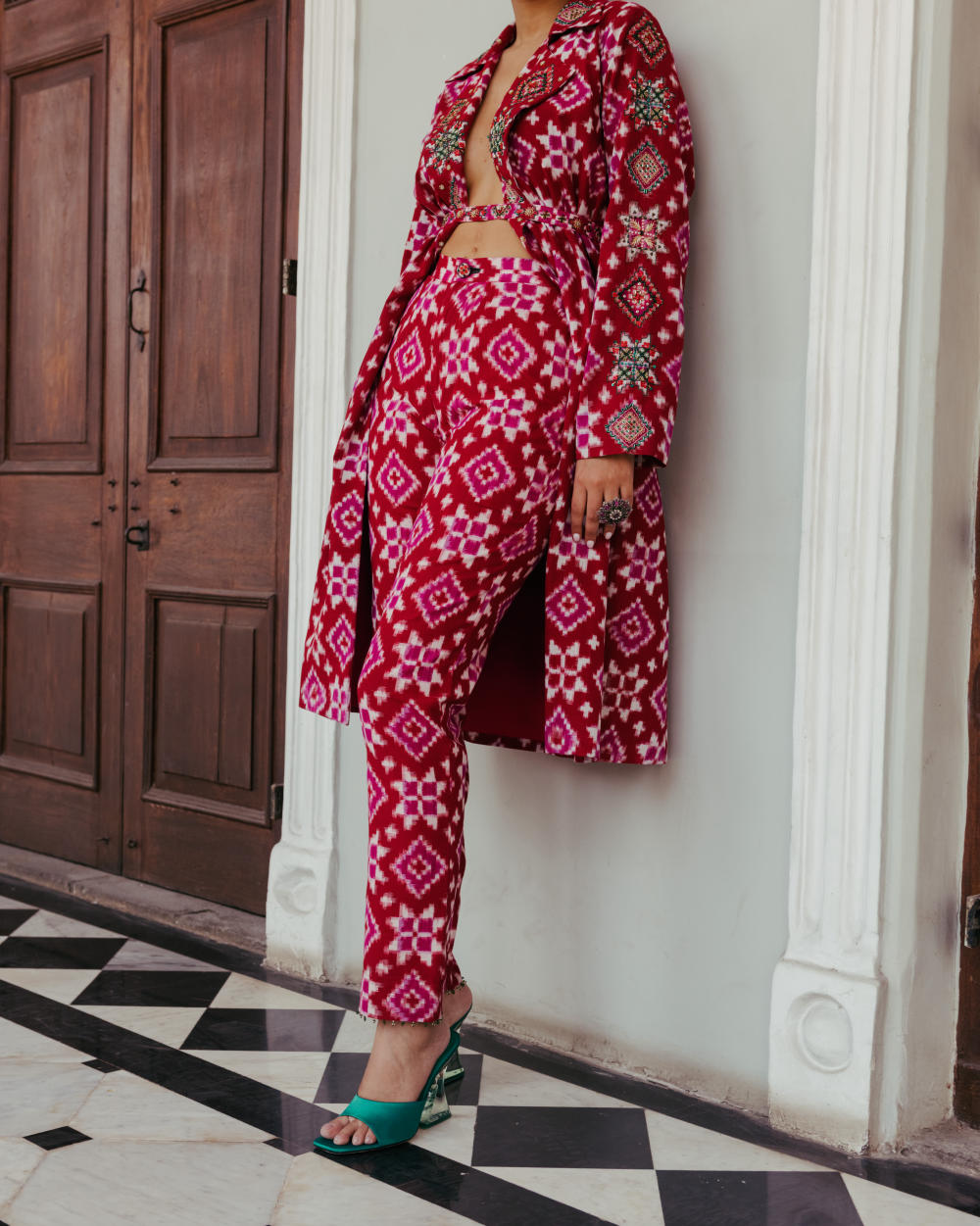 Ahilya Ikat Trench Kurta Set Fashion JodiLife