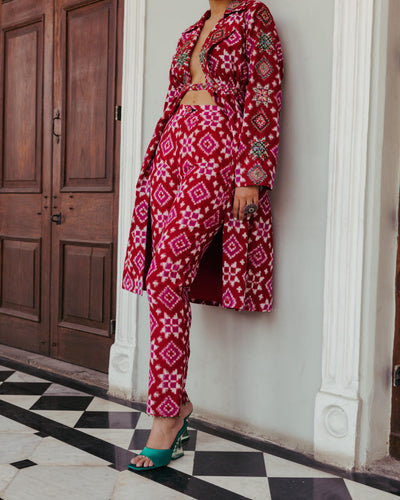 Ahilya Ikat Trench Kurta Set Fashion JodiLife