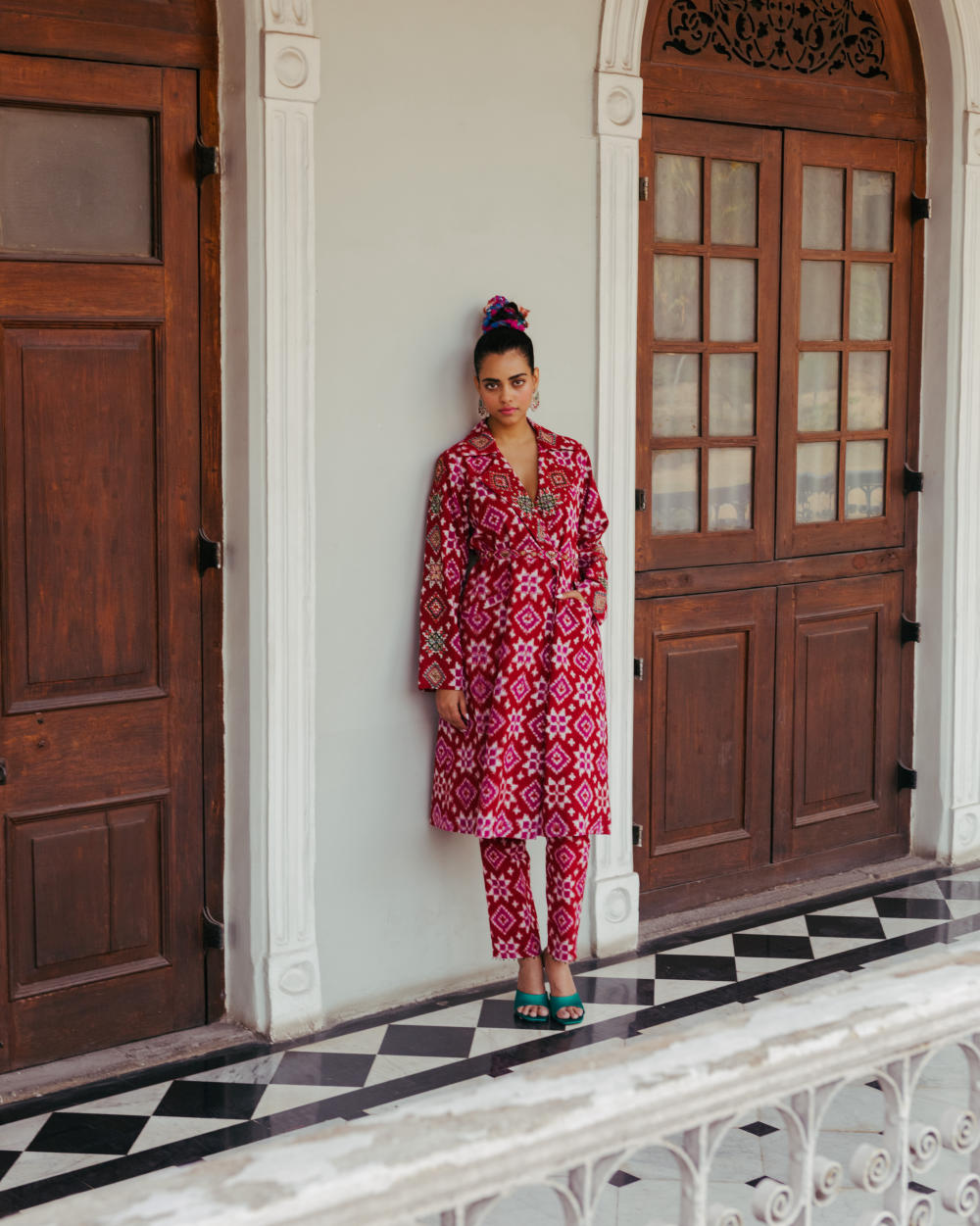Ahilya Ikat Trench Kurta Set Fashion JodiLife