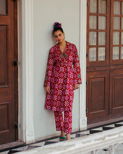 Ahilya Ikat Trench Kurta Set Fashion JodiLife XXS Ikat Trench Kurta Set