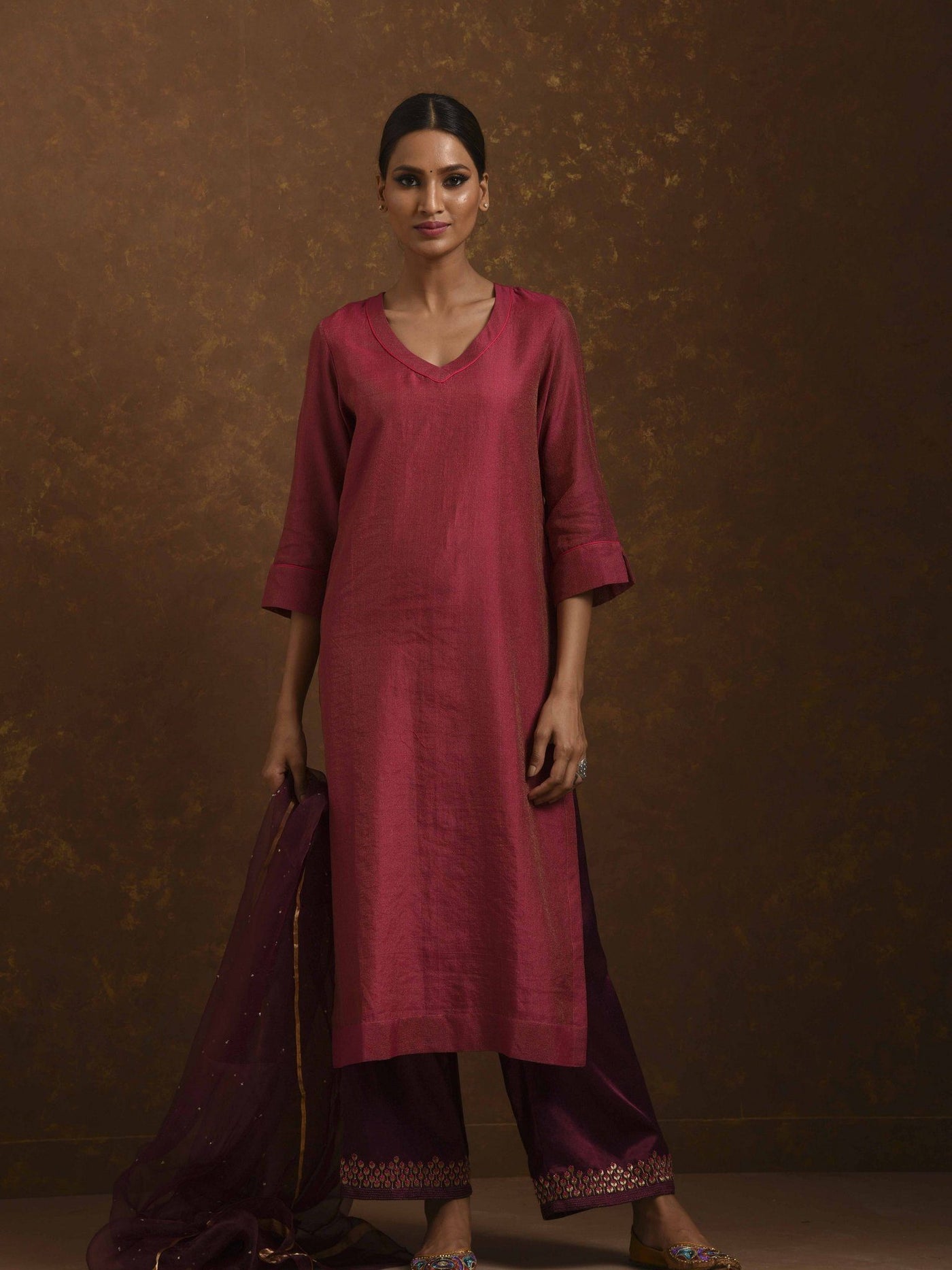 Aks Red-Wine Kurta Set Fashion Priti Prashant 