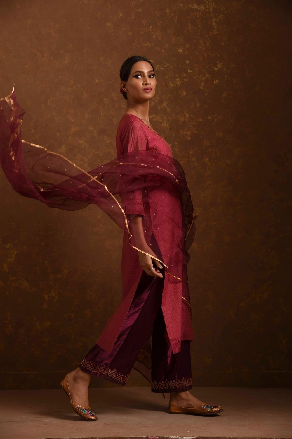 Aks Red-Wine Kurta Set Fashion Priti Prashant 
