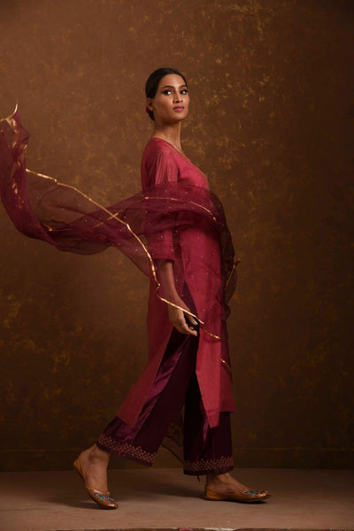 Aks Red-Wine Kurta Set Fashion Priti Prashant 