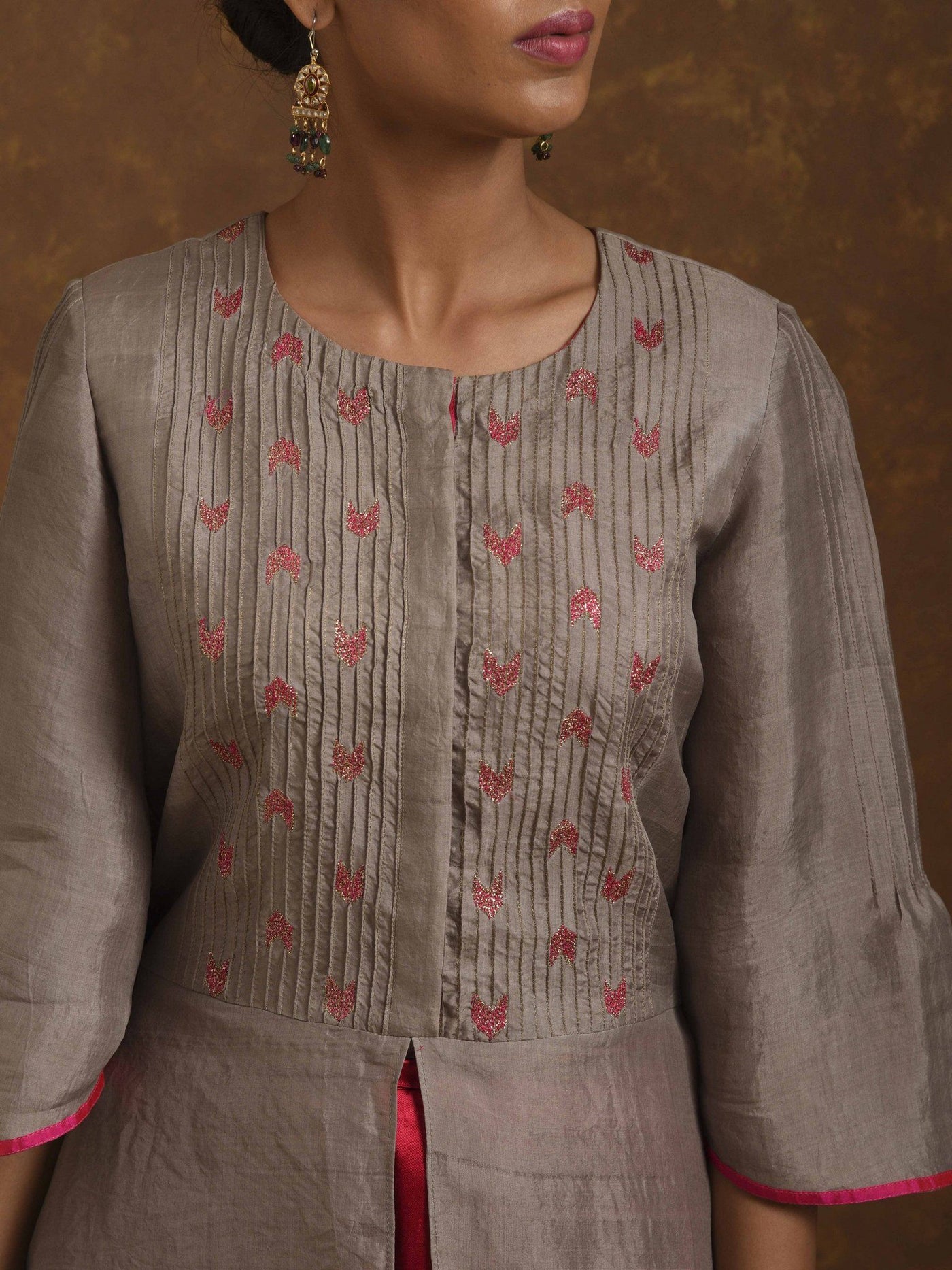 Alfaaz Grey-Pink Kurta Set with Gharara Fashion Priti Prashant 