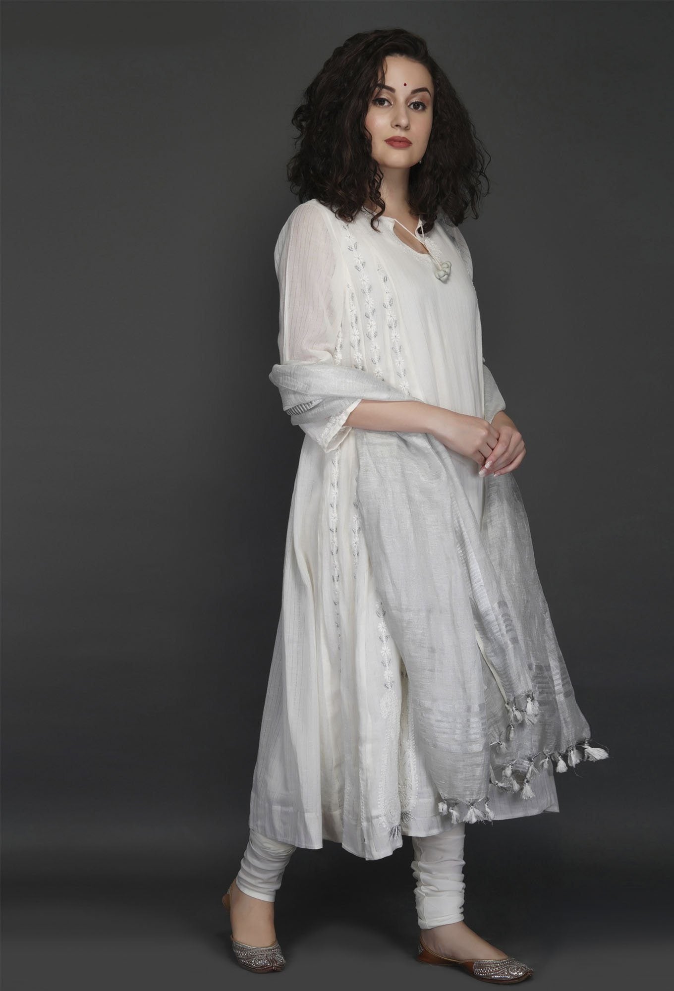 Anjuman Kalidaar Kurta Ivory Fashion Sufia 