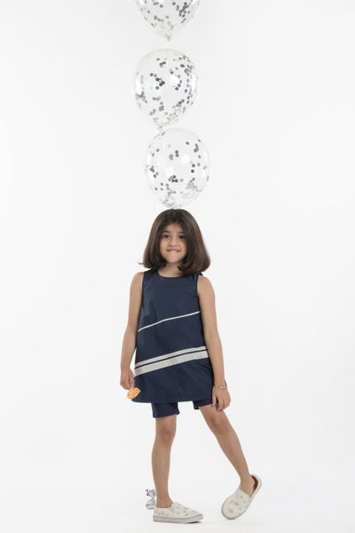 APPLIQUE DRESS CO-ORD- NAVY Kids THREE Kids 