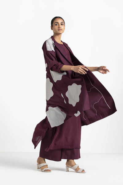 Applique Jacket Wine Co-ord (Set of 4) Fashion THREE
