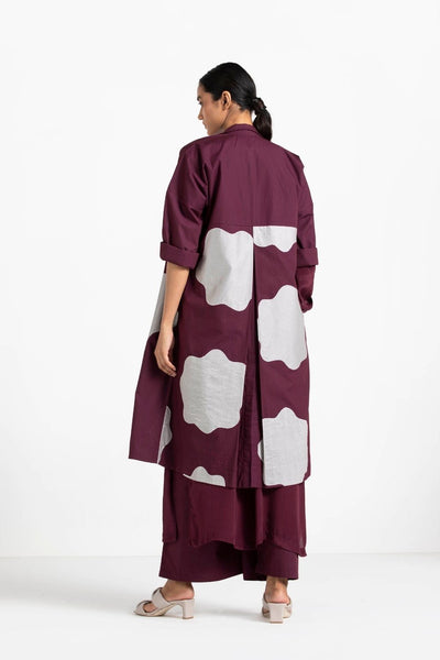 Applique Jacket Wine Co-ord (Set of 4) Fashion THREE