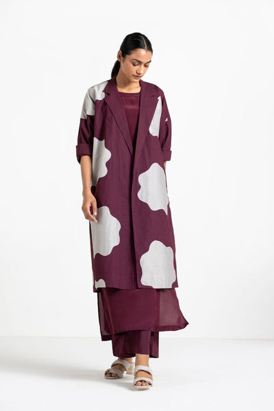 Applique Jacket Wine Co-ord (Set of 4) Fashion THREE