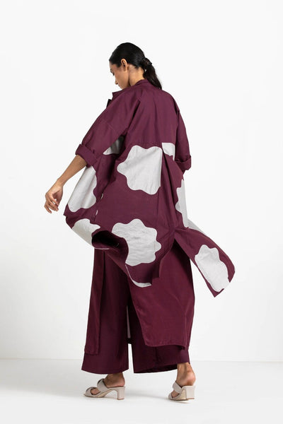 Applique Jacket Wine Co-ord (Set of 4) Fashion THREE