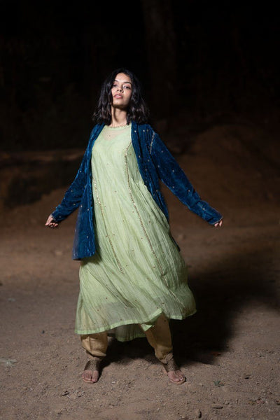 Aqua Blue Jacket Fashion Nirjara