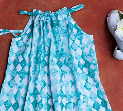 Aqua Stainglass Organic Cotton Panelled Dress Kids Ensō by Myoho - Kids 