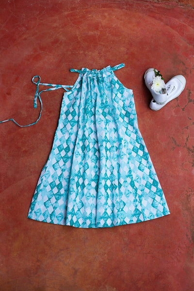 Aqua Stainglass Organic Cotton Panelled Dress Kids Ensō by Myoho - Kids 