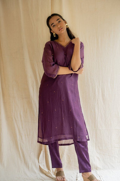 Aubergine Baad Kurta Set Fashion Nirjara