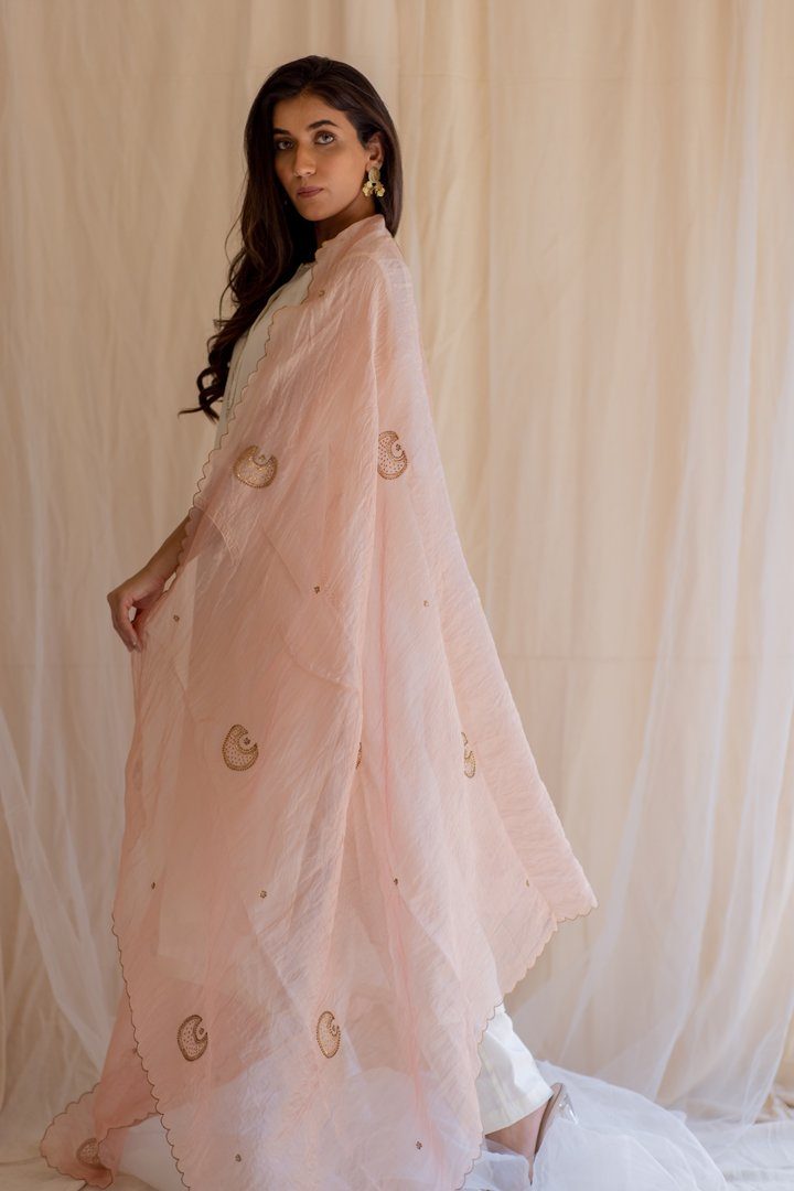 Baby Pink Chaand Odhani Fashion Nirjara