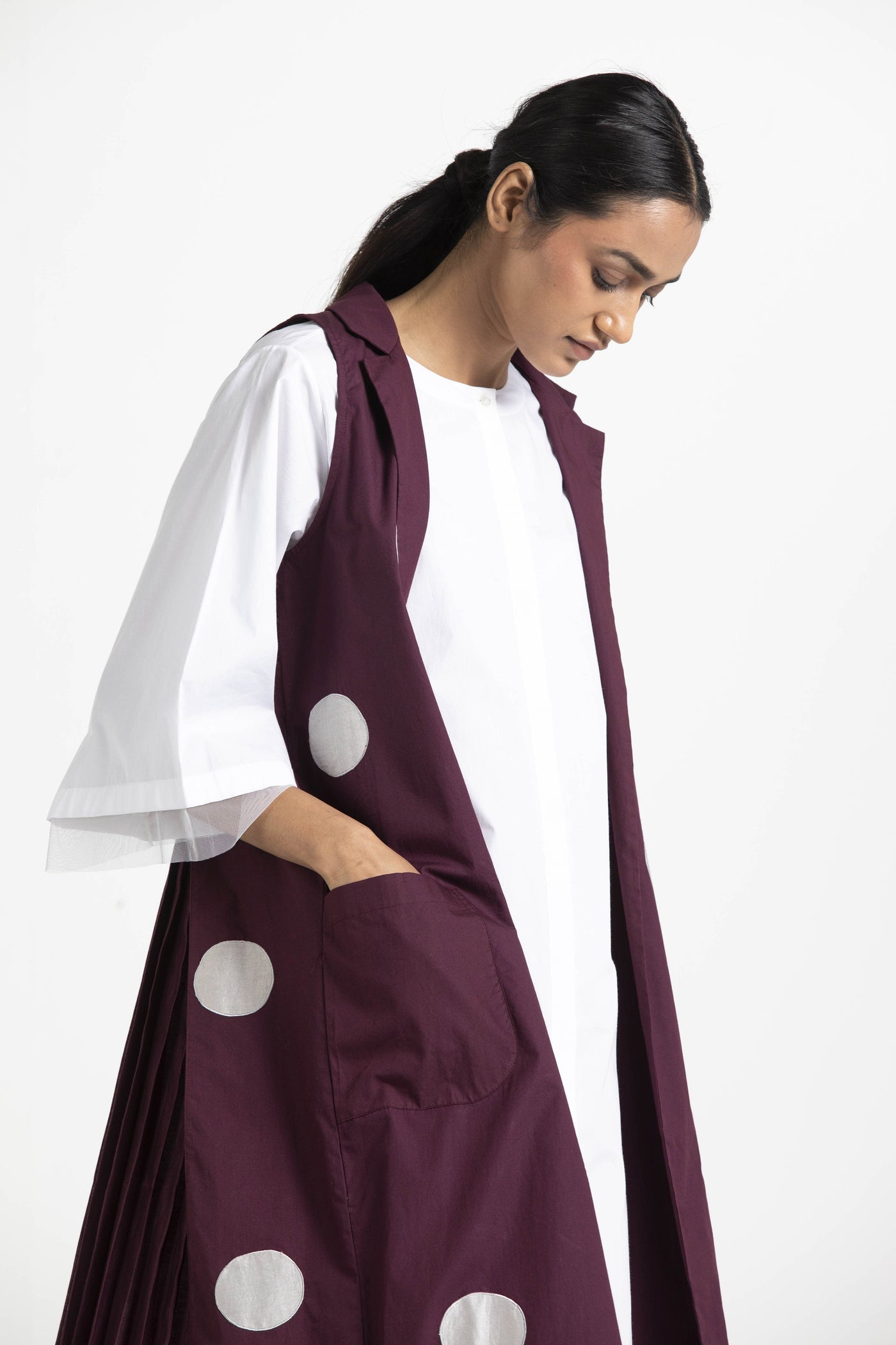 Back Pleat Applique Polka Jacket Co-ord (White) Fashion THREE