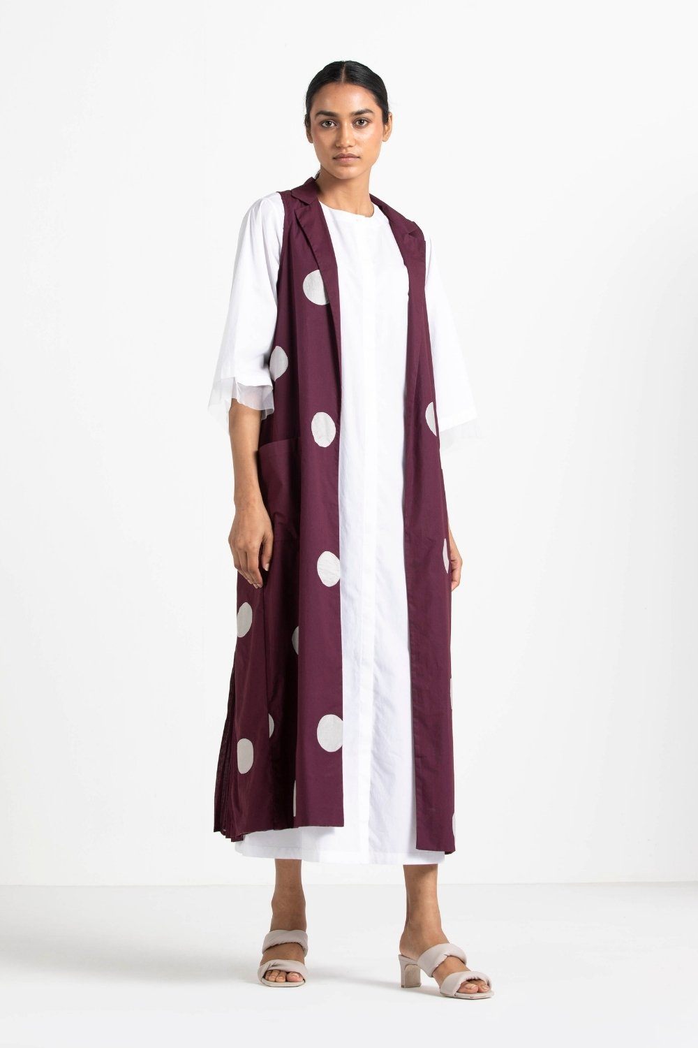 Back Pleat Applique Polka Jacket Co-ord (White) Fashion THREE