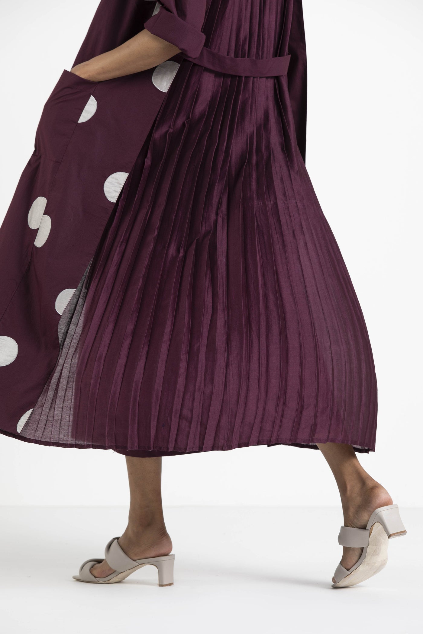 Back Pleat Applique Polka Jacket Co-ord (Wine) Fashion THREE