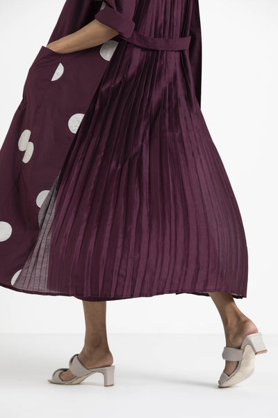 Back Pleat Applique Polka Jacket Co-ord (Wine) Fashion THREE