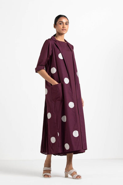 Back Pleat Applique Polka Jacket Co-ord (Wine) Fashion THREE