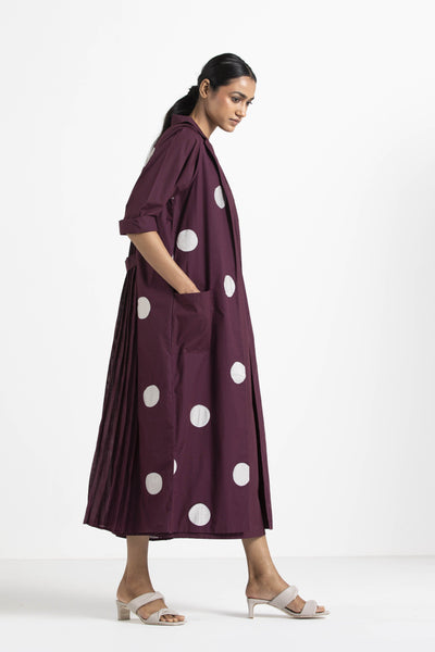 Back Pleat Applique Polka Jacket Co-ord (Wine) Fashion THREE