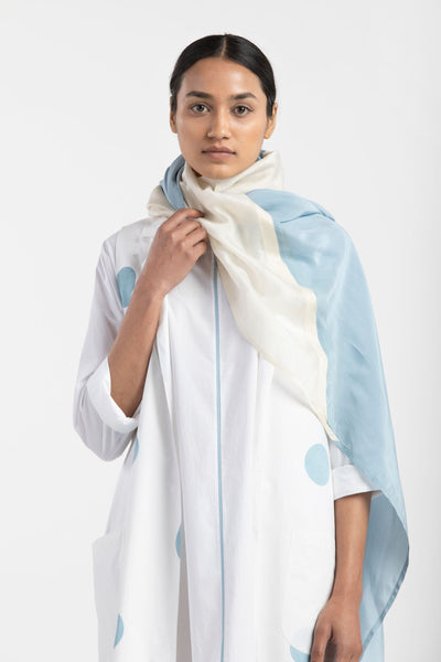 Back U Pleat Jacket- Powder Blue Polka Fashion THREE