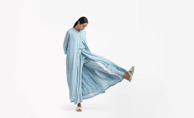 Back Yoke Jacket- Powder Blue Fashion THREE