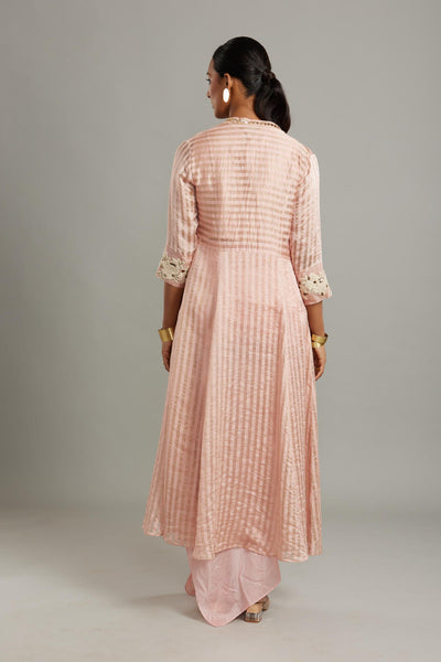 Banarsi stripe embroidered jacket and choli with solid drape skirt Fashion Myoho 