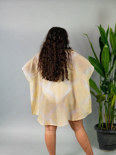 Barbados Natural Dyed Pastel Yellow Shibori Overlay Fashion Organic Symmetry 
