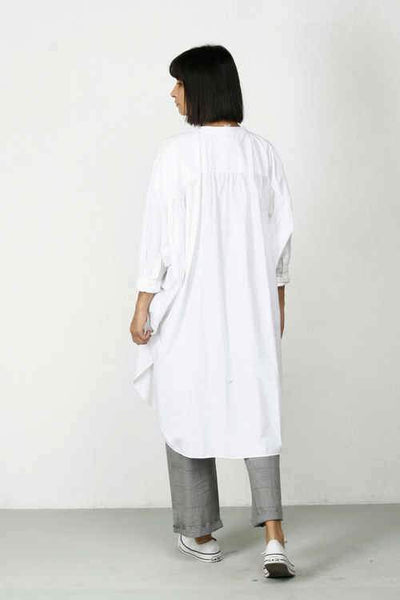 Bat Sleeve Oversized Dress White Fashion THREE