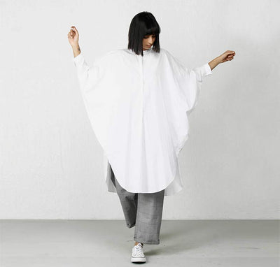 Bat Sleeve Oversized Dress White Fashion THREE