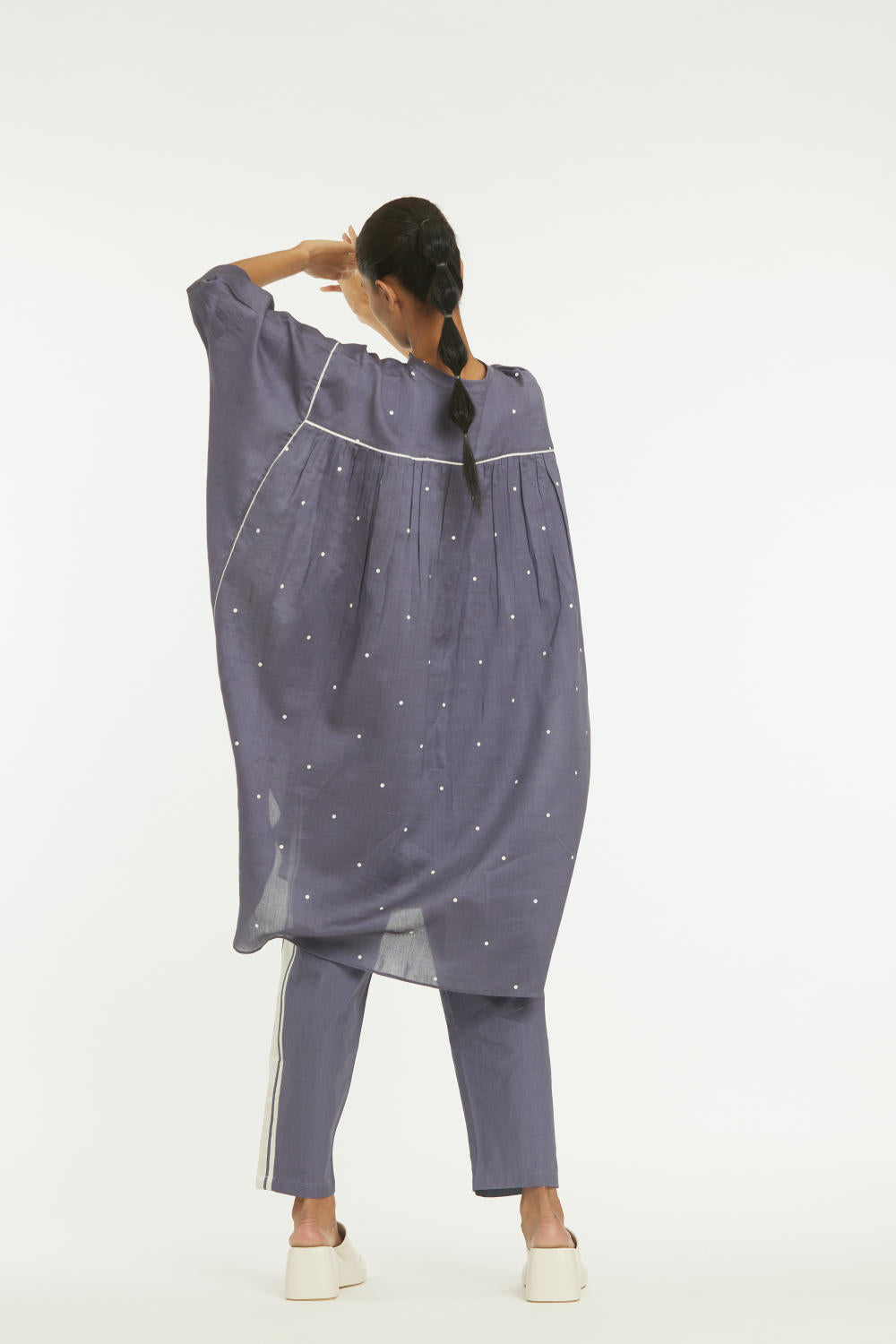 Bat Sleeve Shirt Co-ord Violet Polka Fashion THREE