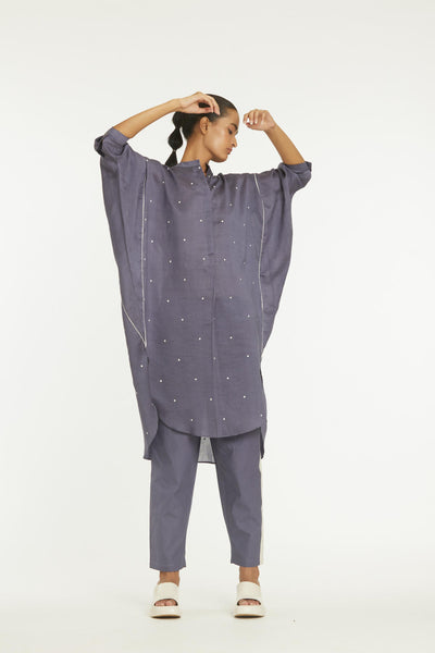 Bat Sleeve Shirt Co-ord Violet Polka Fashion THREE