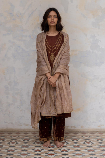 Beige Aisha Jaal Odhani Fashion Nirjara
