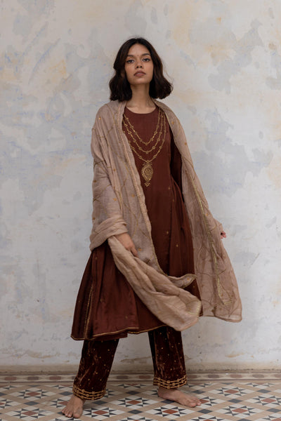 Beige Aisha Jaal Odhani Fashion Nirjara