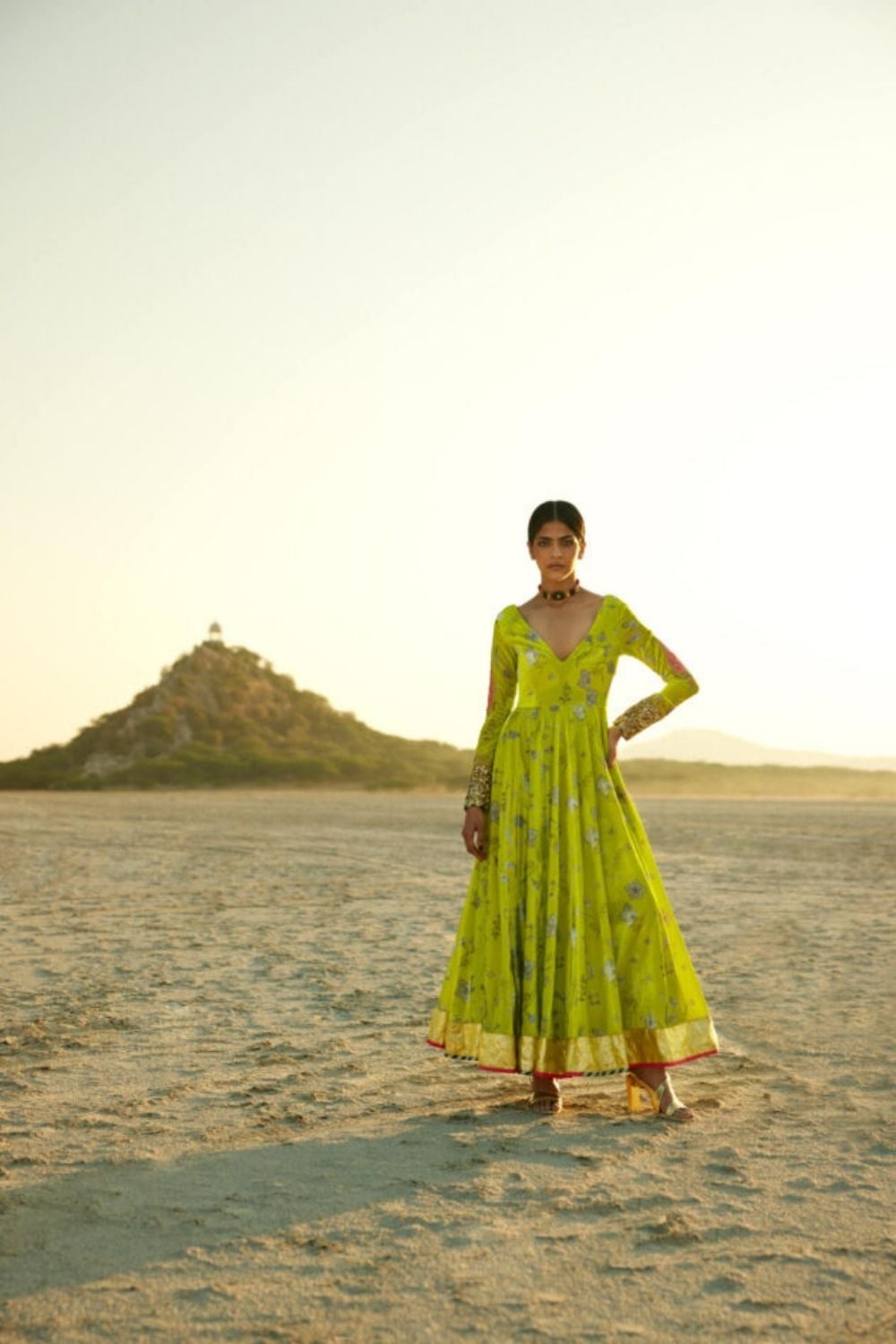 B.GREEN PRINTED ANARKALI Fashion Rajiramniq