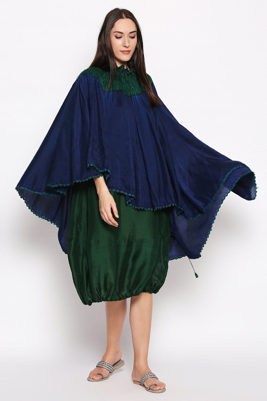 Billow hand dyed & beaded cape with dress Fashion Sartorial by Swati 