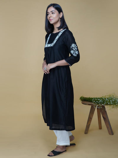 Black Chanderi Kurta Fashion Sufia 