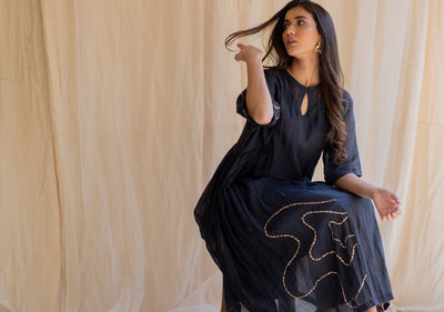 Black Shabnam Kurta and Izaar Set Fashion Nirjara