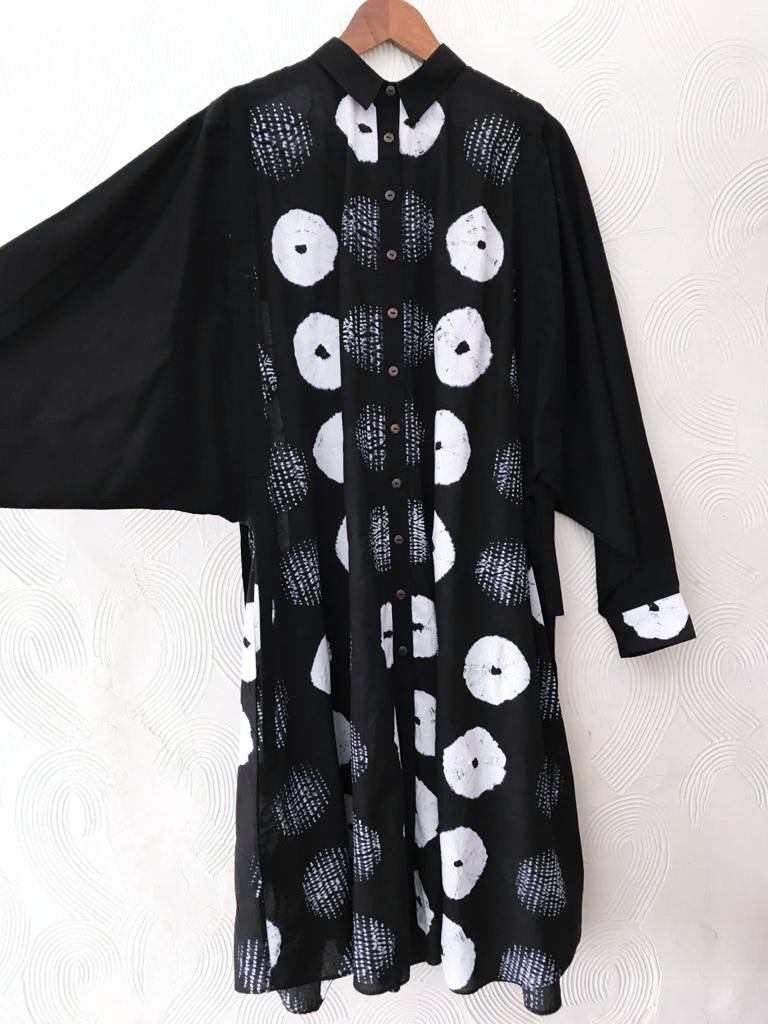 Black Shibori Placket Dress Fashion The Pot Plant