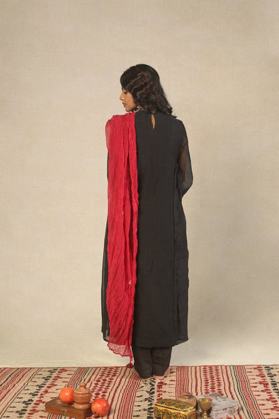 Black Side Gather Handwoven Kurta Fashion Juanita 