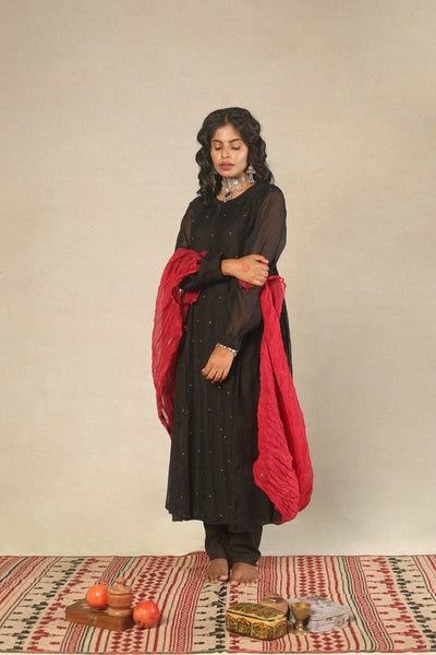 Black Side Gather Handwoven Kurta Fashion Juanita 