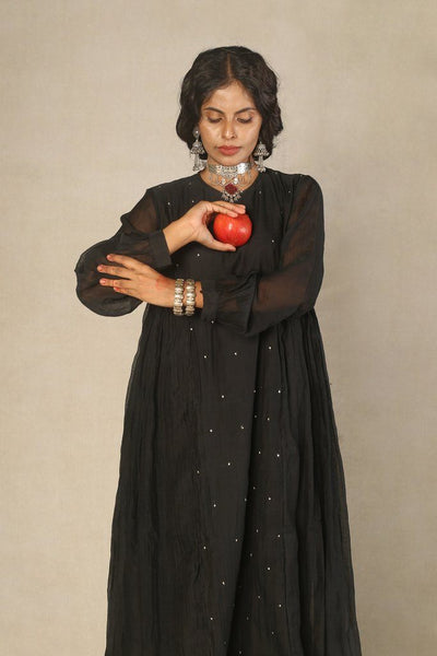 Black Side Gather Handwoven Kurta Fashion Juanita 