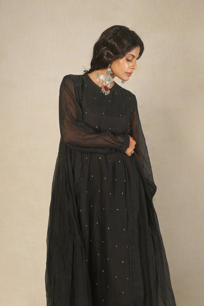 Black Side Gather Handwoven Kurta Fashion Juanita 