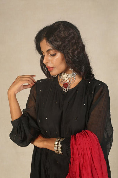 Black Side Gather Handwoven Kurta Fashion Juanita 
